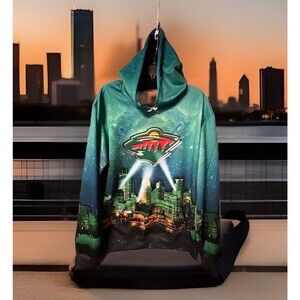 Minnesota Wild NHL Minneapolis Graphic City Scene Hoodie Pullover Unisex XXL EUC